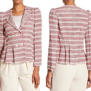 Rebecca Taylor tweed peplum blazer jacket sz 0